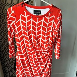 Vibrant orange and white dress